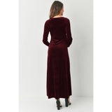 Burgundy Velvet Midi Dress Maternity