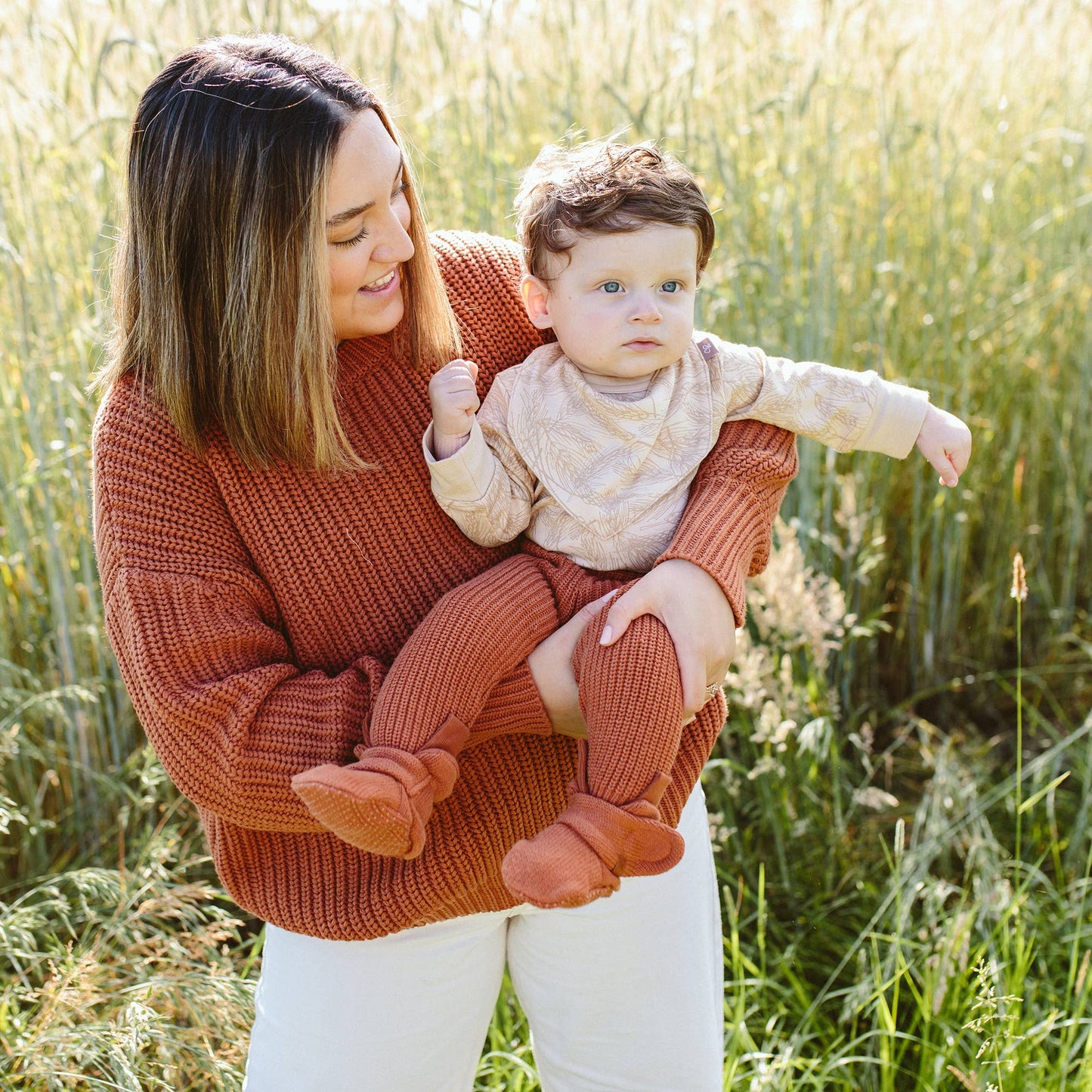 goumikids - Knit Cotton Baby Stay-On Boots - Clay