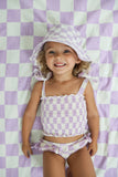 SMOCKED TANKINI SWIM SUIT - PERIWINKLE CHECKERS