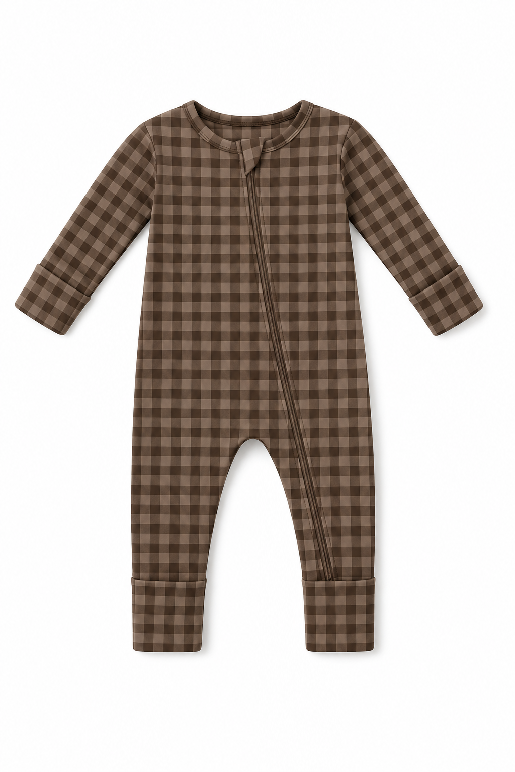 Chestnut Gingham Zip Pajamas