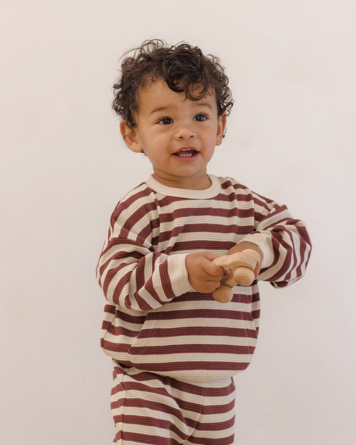 Waffle Slouch Set - Cherry Stripe
