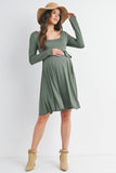 Black Waist Tie Maternity Dress