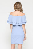 Blue Off-Shoulder Maternity Dress
