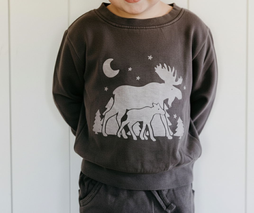 Organic Tod Sweatshirt & Jogger Set - Moose