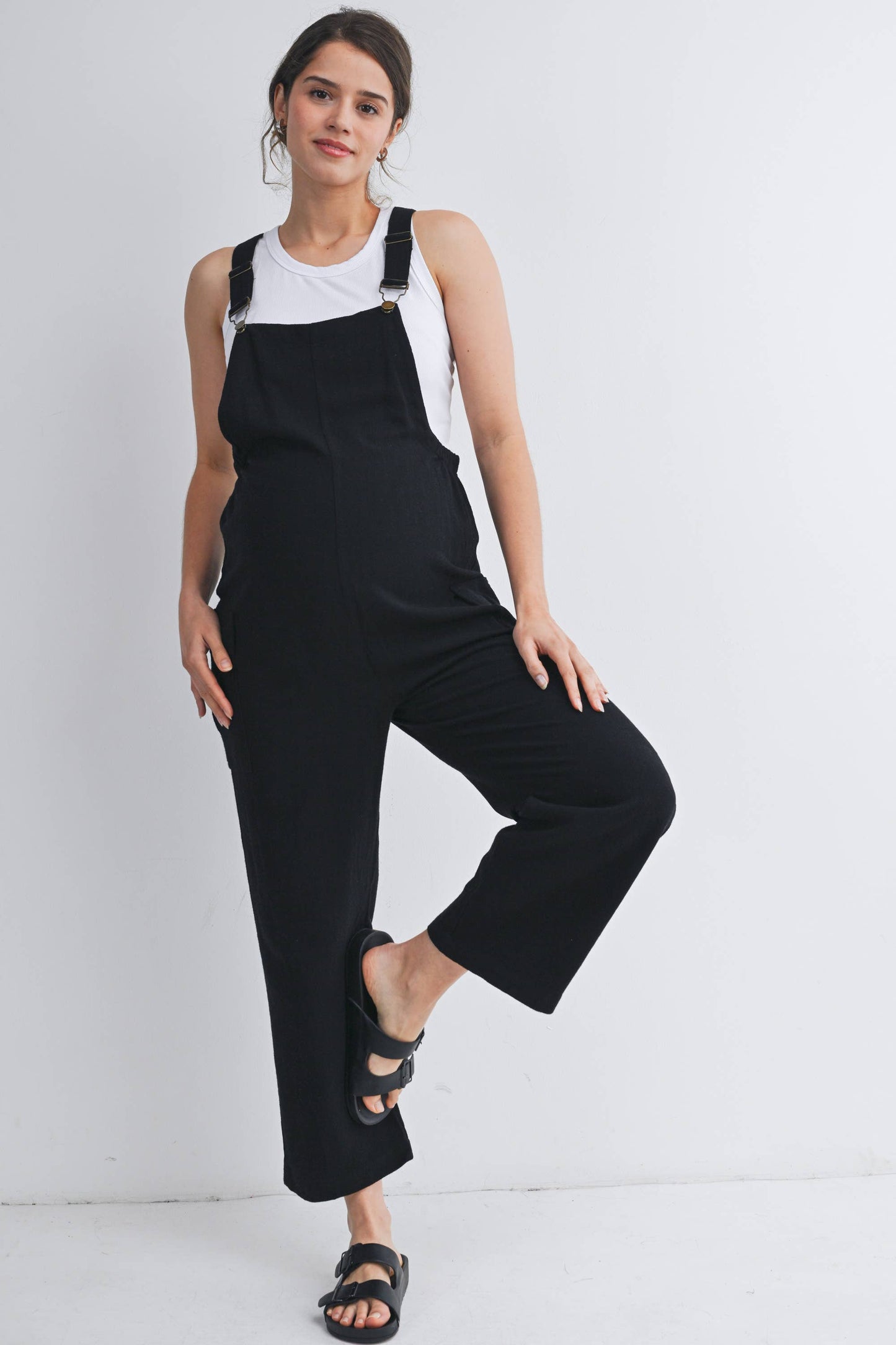 Black Adjustable Overalls Maternity