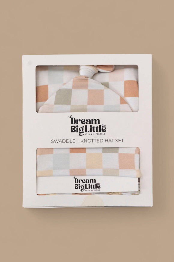 MUTED CHECK SWADDLE & BEANIE