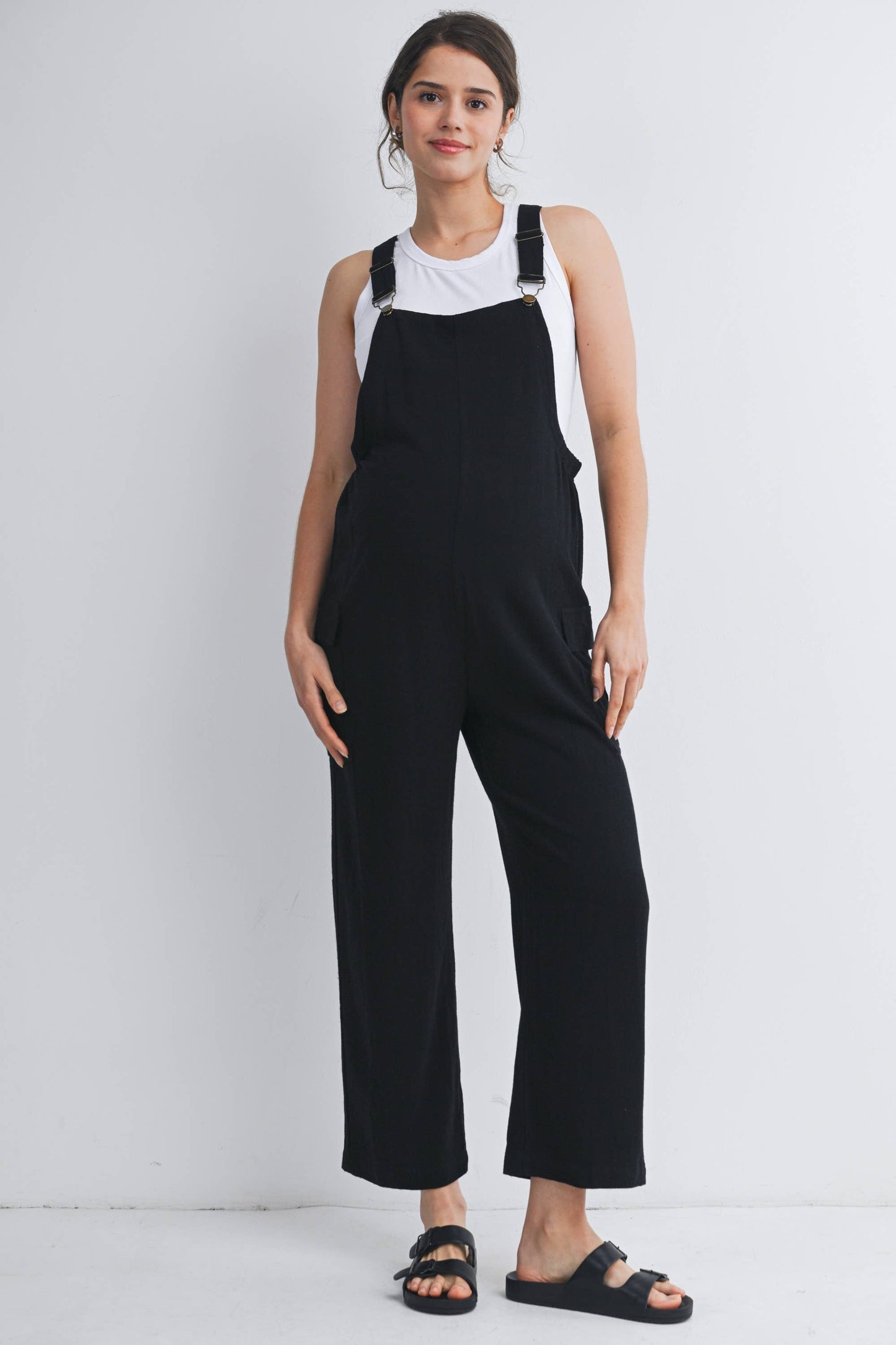 Black Adjustable Overalls Maternity