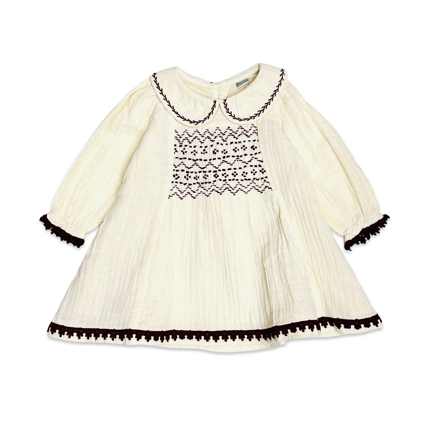 Smocked Muslin Dress - Cream