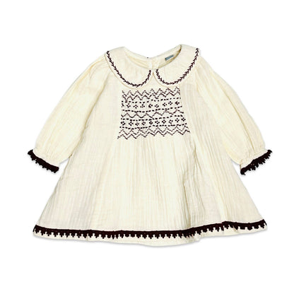 Smocked Muslin Dress - Cream