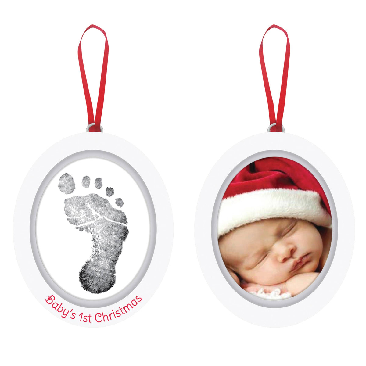 Double-Sided Photo & Babyprint Christmas Ornament Kit, White