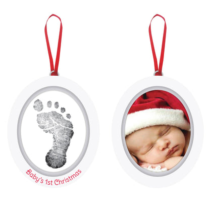 Double-Sided Photo & Babyprint Christmas Ornament Kit, White