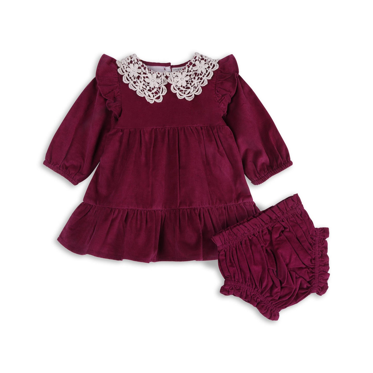 Corduroy Dress Set - Raspberry