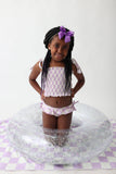 SMOCKED TANKINI SWIM SUIT - PERIWINKLE CHECKERS