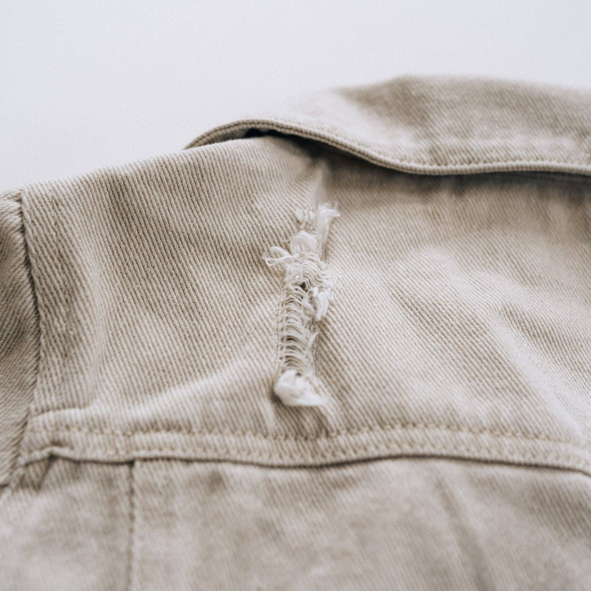 Khaki Distressed Jean Jacket