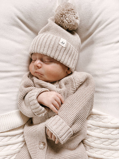 LL Pom Beanie - Heather Beige