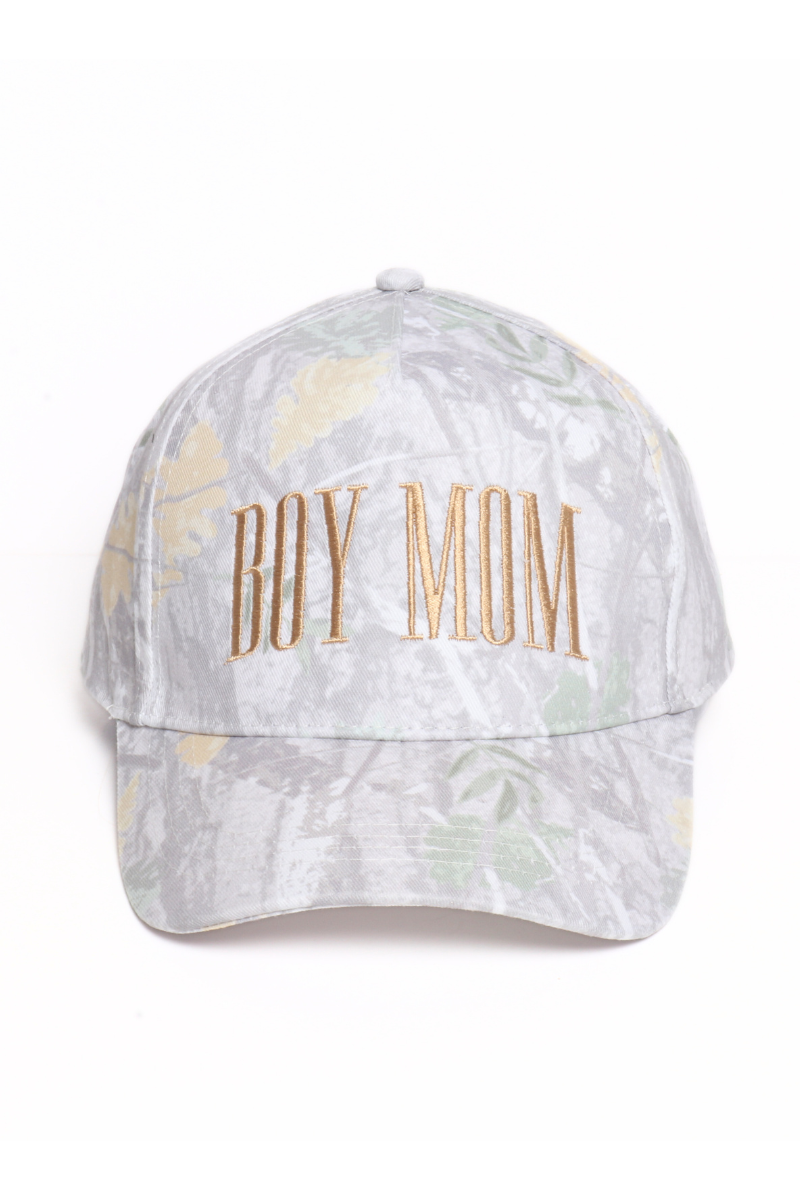 BOY MOM embroidery Camo Print 5 Panel Baseball Cap