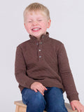 RuffleButts + RuggedButts - Boys Heather Carafe Quilted Quarter Snap Sweatshirt: Brown / 5