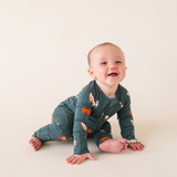 bug + bean kids - Bamboo Zip Romper - Green Cow