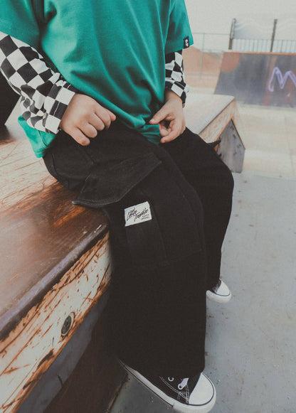 Solid Black Cargo Jeans