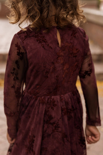 Mini Blair Dress - Maroon Burnout