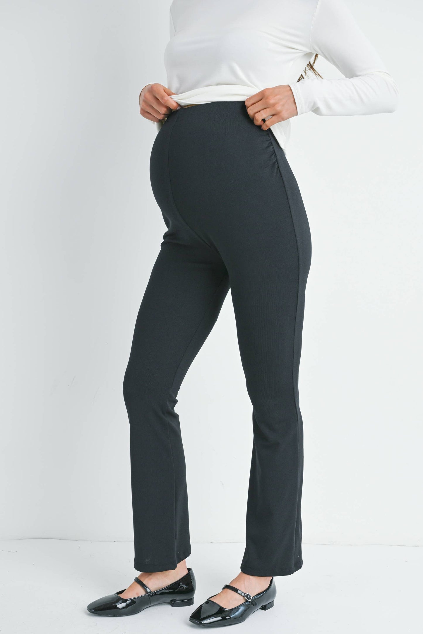 Black Flare Knit Pants Maternity
