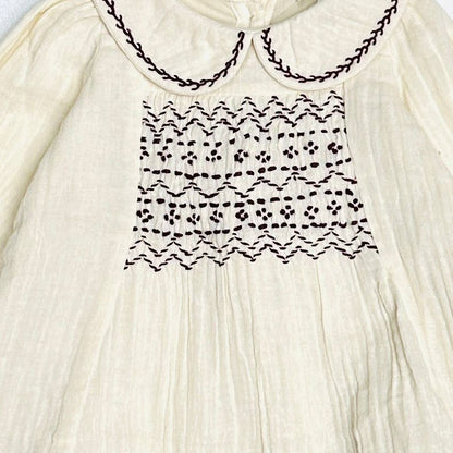 Smocked Muslin Dress - Cream