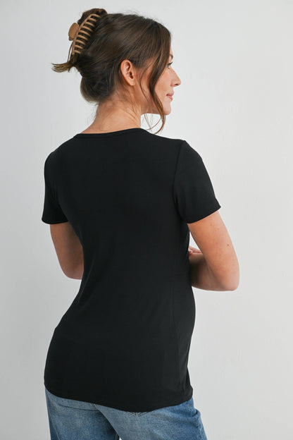 Maternity Nursing T-Shirt w Panel Black