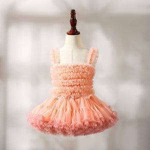 Puffy Tutu Smocked Dress - Coral