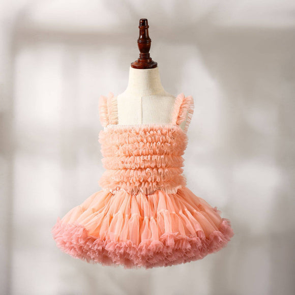 Puffy Tutu Smocked Dress - Coral
