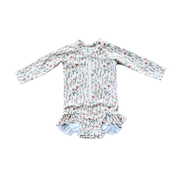 One-Piece Ruffle Rash Guard - Daisy