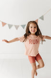 babysprouts clothing company: Boxy Tee in Pink Lemonade Checkered RUN