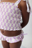 SMOCKED TANKINI SWIM SUIT - PERIWINKLE CHECKERS