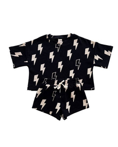 Lucky Panda Kids - Shorts Set - Black Bolts