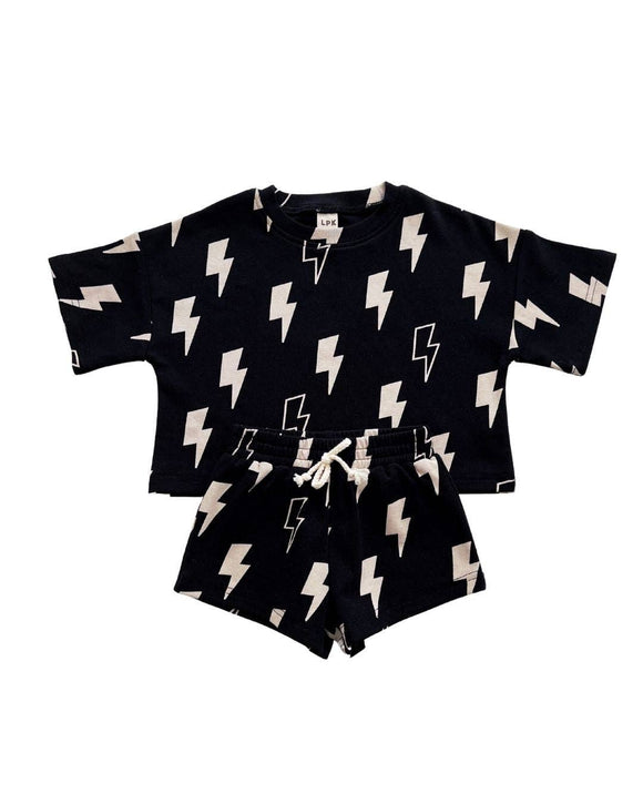 Lucky Panda Kids - Shorts Set - Black Bolts