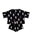 Lucky Panda Kids - Shorts Set - Black Bolts