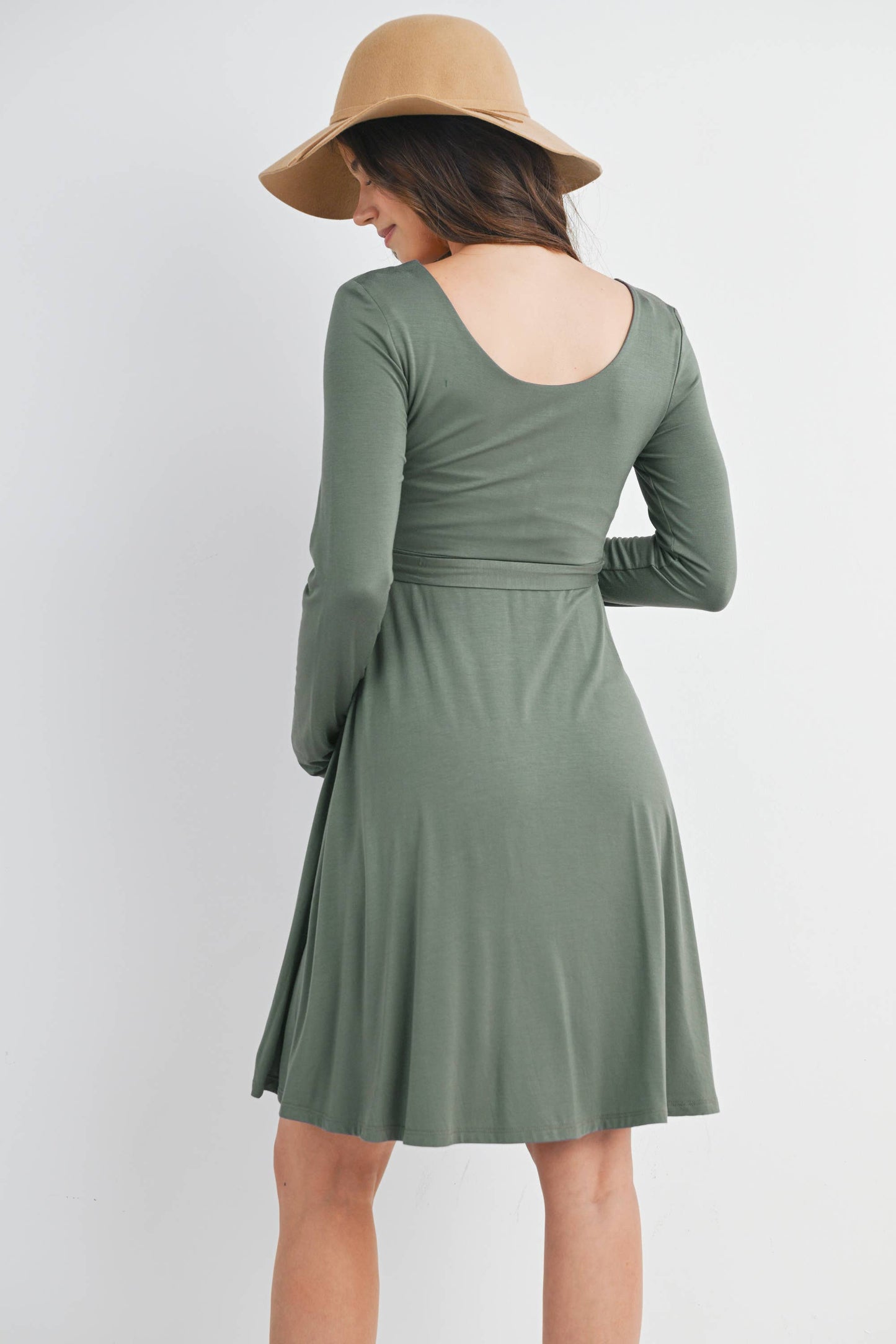 Black Waist Tie Maternity Dress
