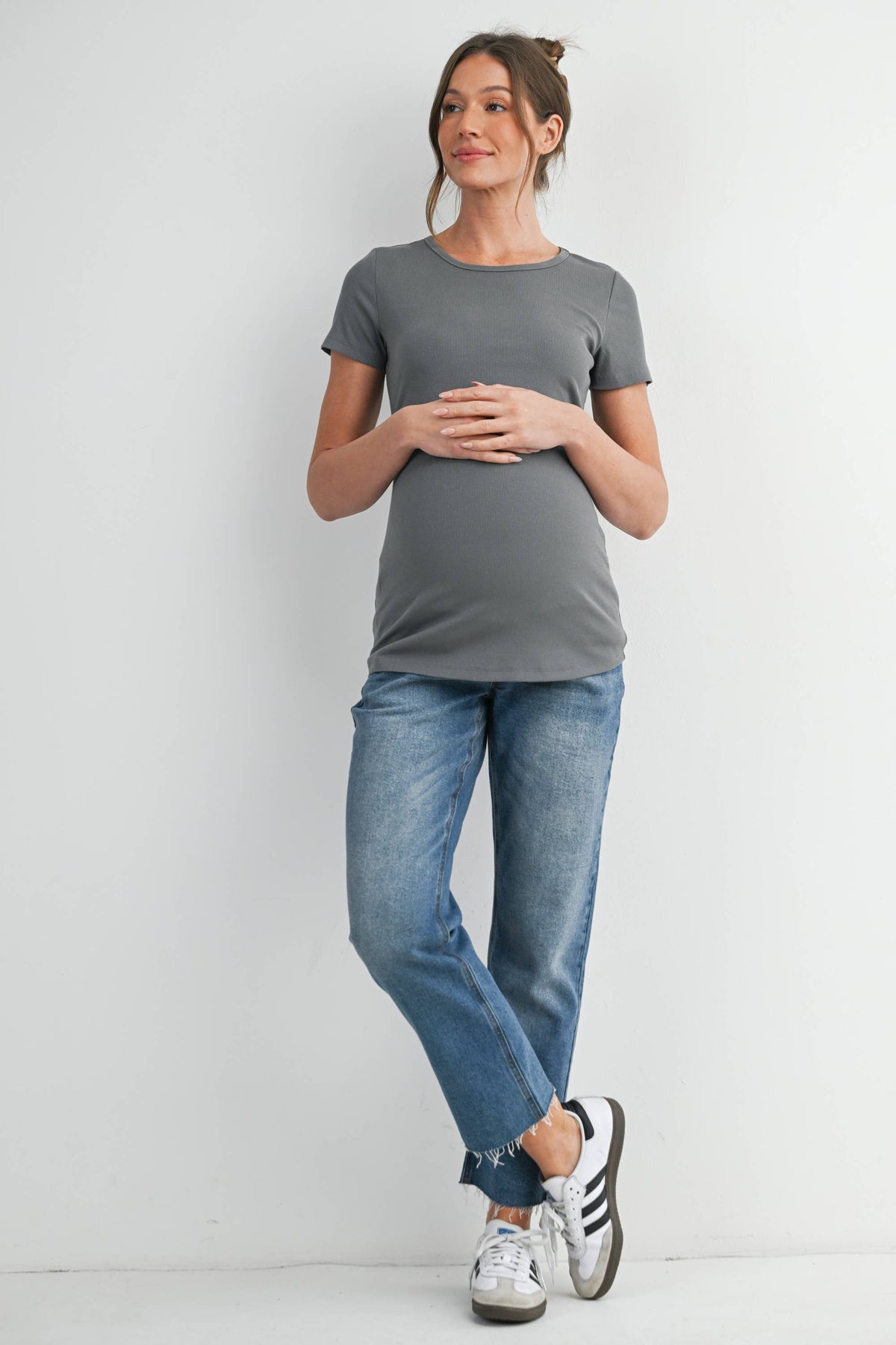 Maternity Nursing T-Shirt w Panel Olive