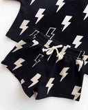 Lucky Panda Kids - Shorts Set - Black Bolts