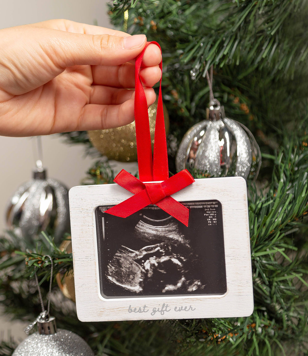 Baby Sonogram Christmas Ornament, Best Gift Ever, White