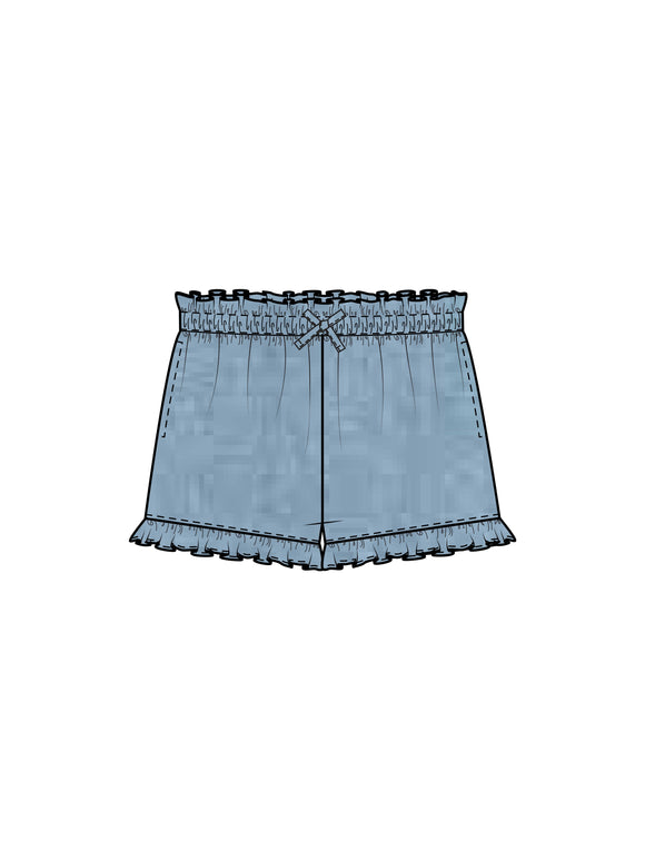 Organic Callie Chambray Ruffle Waist Shorts