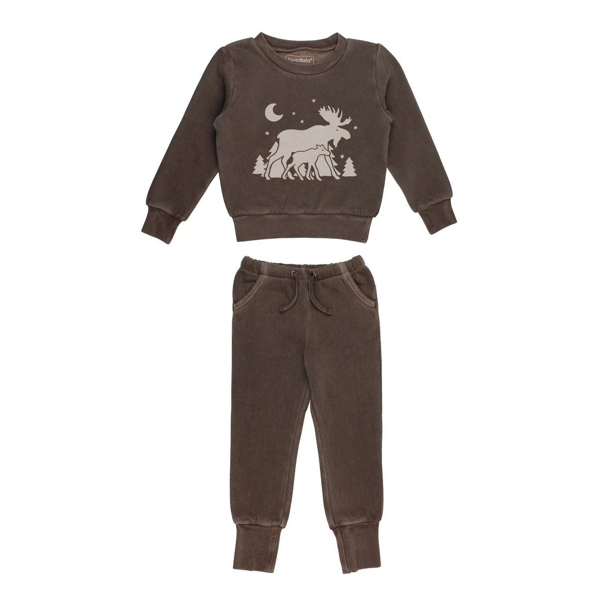 Organic Tod Sweatshirt & Jogger Set - Moose