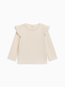 Gaby Ribbed Ruffle Top - Ivory