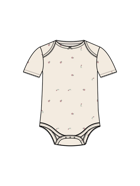 Organic Pointelle SS Bodysuit - Pia Floral