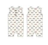 Vintage Cars Ribbed Tank Romper