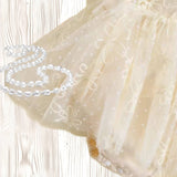 Ruffled Embroidered Floral Ivory Tulle Dress
