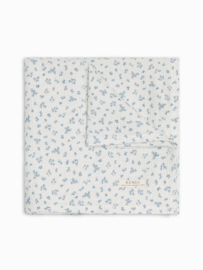 Muslin Swaddle Blanket - Rosebay Floral / Coconut + Sea