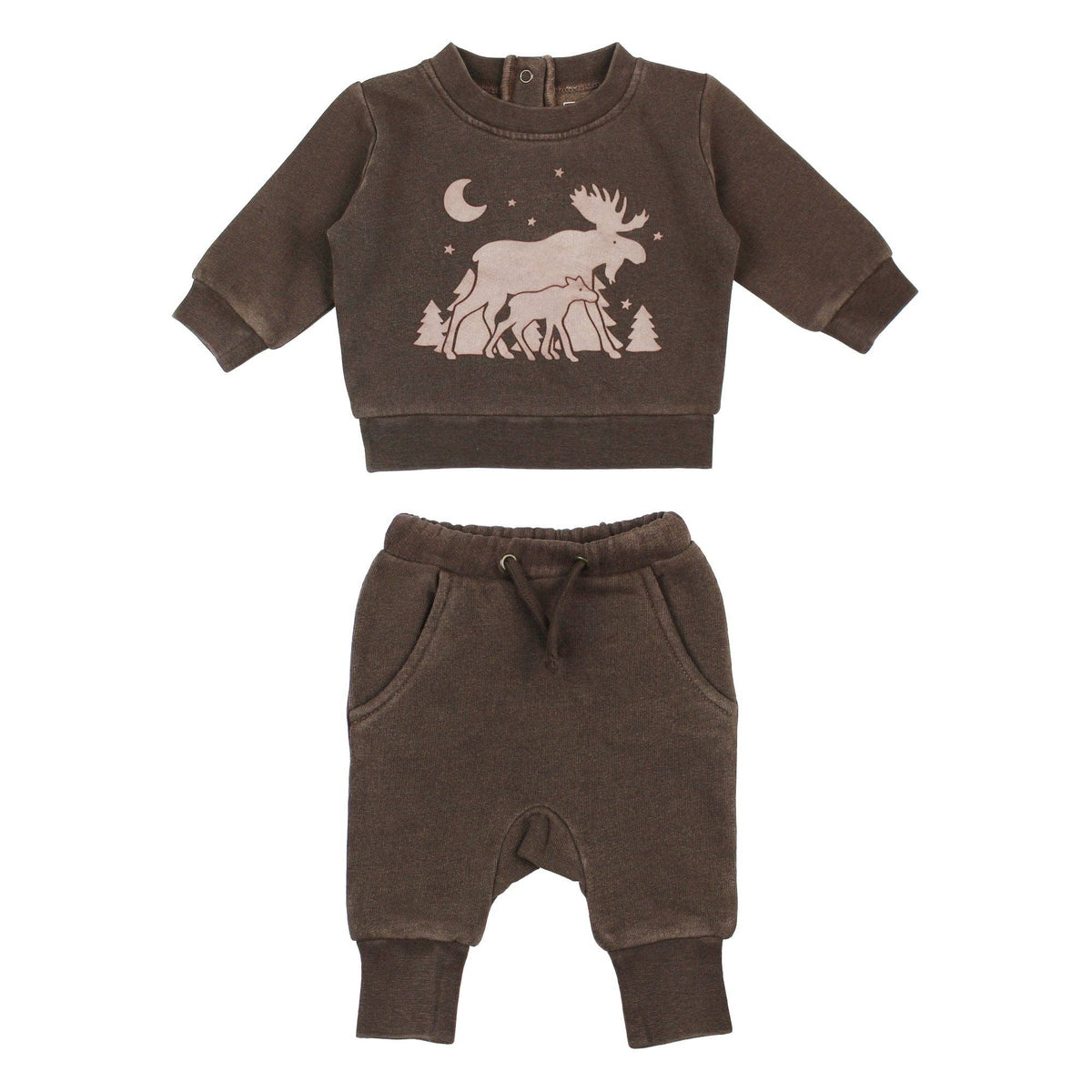 Organic Sweatshirt & Jogger Set - Moose