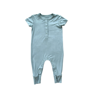 babysprouts - Short Sleeve Henley Romper - Storm