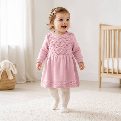 Pointelle Sweater Knit Dress - Rose