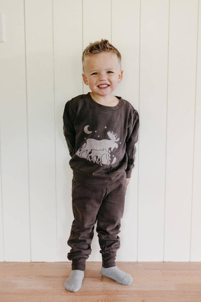 Organic Tod Sweatshirt & Jogger Set - Moose